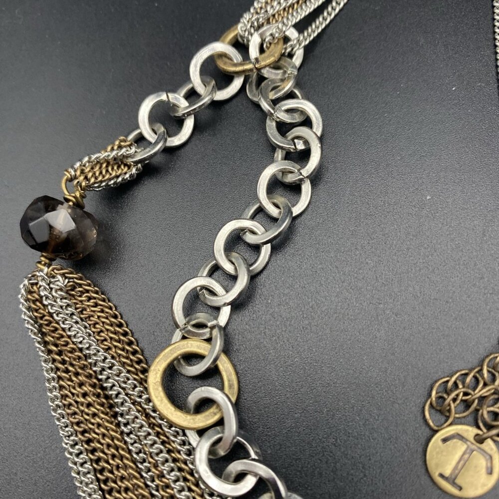 Vintage Necklace Signed Talbots Antique Gold Silver Multi Strand 30 + 3” Layered - Picture 5 of 7